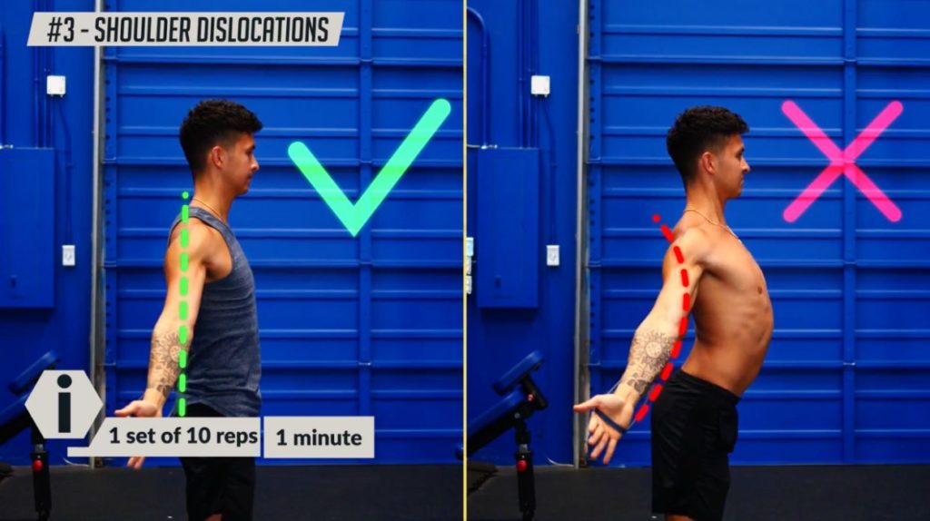 How to perform the shoulder dislocations correctly to straighten your back