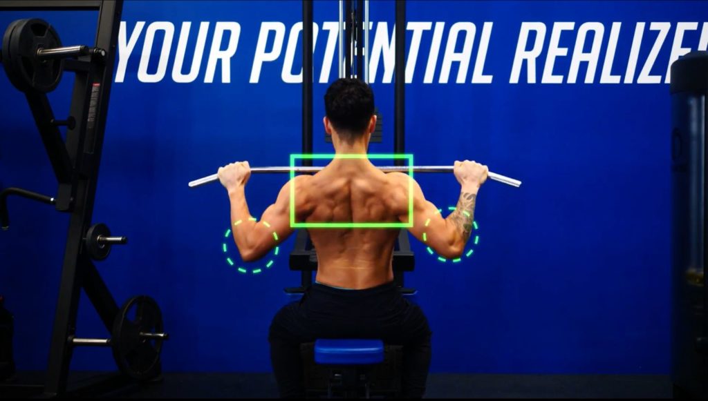 Upper back focused lat pulldown